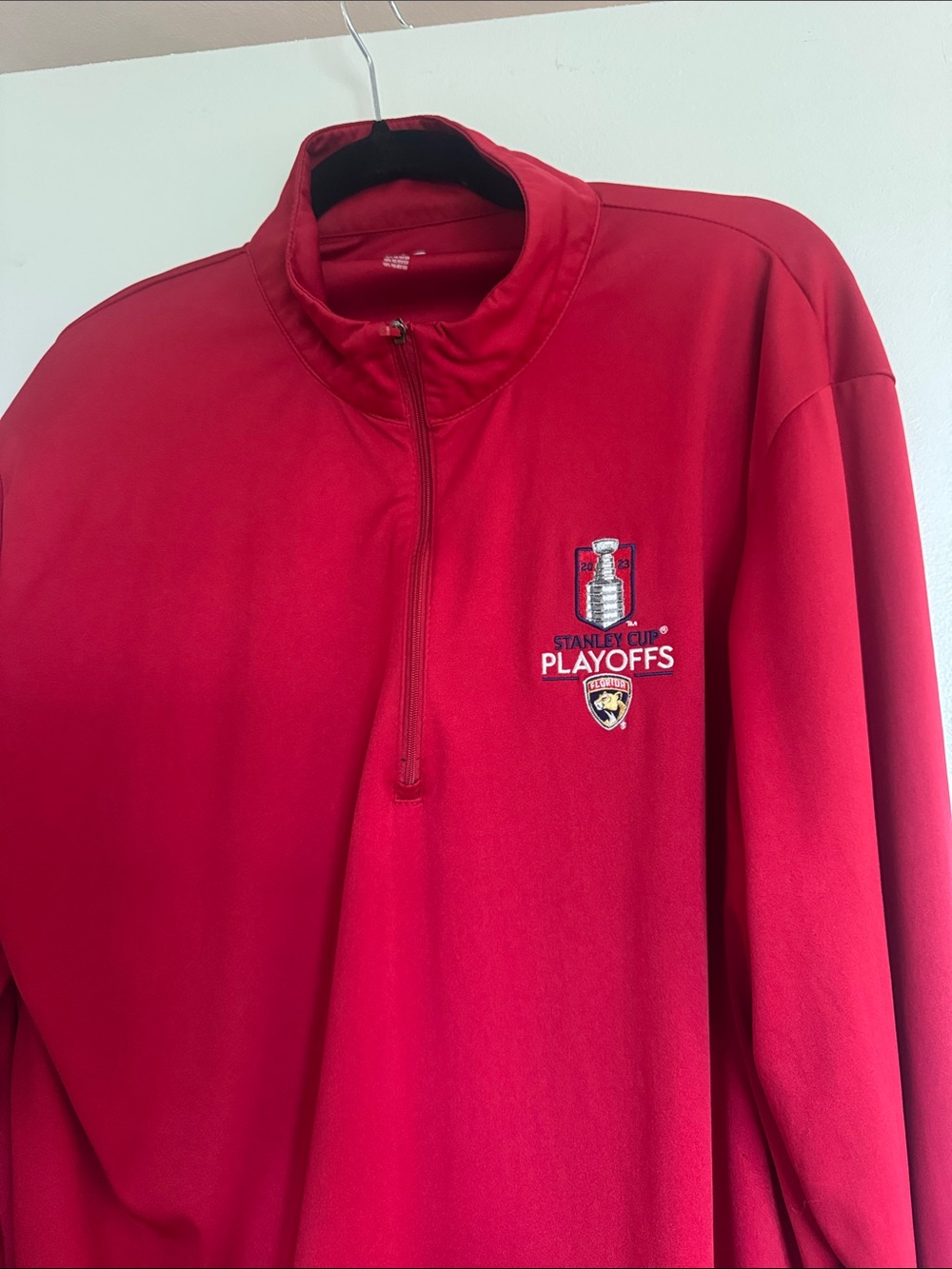 Red Stanley Cup Playoffs Quarter-Zip Pullover